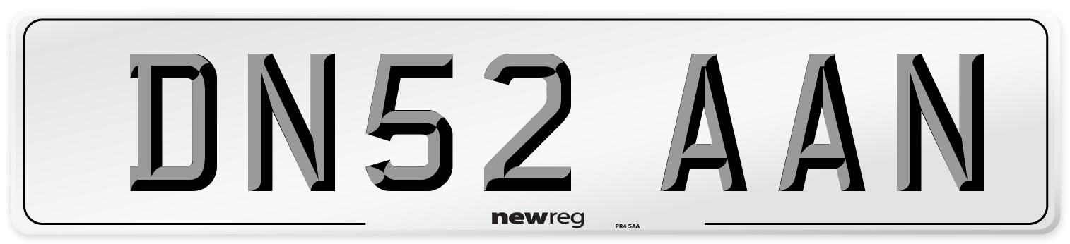 DN52 AAN Number Plate from New Reg